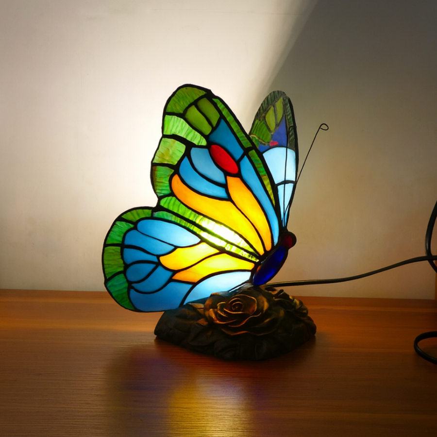 Lampă sculptată fluture albastru