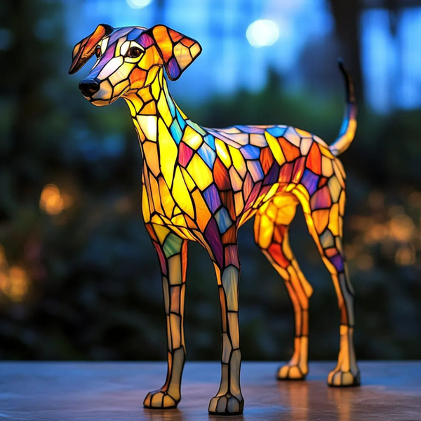 Lampă din sticlă vitraliu inspirată de Whippet