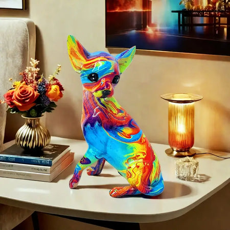 Lampă de masă Chihuahua vibrantă, din rășină